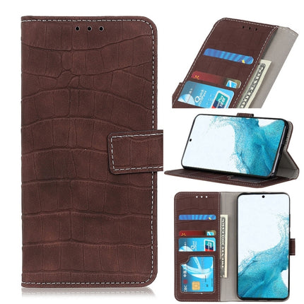 For Samsung Galaxy S22+ 5G Magnetic Crocodile Texture Horizontal Flip Leather Case with Holder & Card Slots & Wallet(Brown)-garmade.com