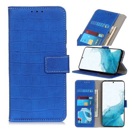 For Samsung Galaxy S22+ 5G Magnetic Crocodile Texture Horizontal Flip Leather Case with Holder & Card Slots & Wallet(Blue)-garmade.com