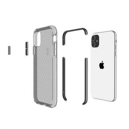 For iPhone 11 Grid Pattern Shockproof Transparent TPU Protective Case(Black)-garmade.com