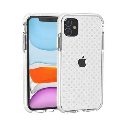 For iPhone 11 Grid Pattern Shockproof Transparent TPU Protective Case(White)-garmade.com