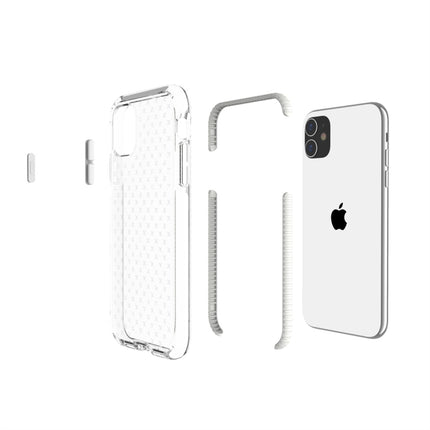 For iPhone 11 Grid Pattern Shockproof Transparent TPU Protective Case(White)-garmade.com
