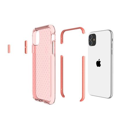For iPhone 11 Grid Pattern Shockproof Transparent TPU Protective Case(Orange)-garmade.com