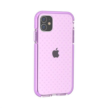For iPhone 11 Grid Pattern Shockproof Transparent TPU Protective Case(Purple)-garmade.com