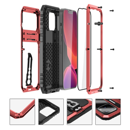 Armor Shockproof Splash-proof Dust-proof Phone Case with Holder For iPhone 13 Pro(Red)-garmade.com