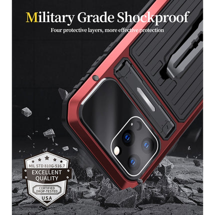 Armor Shockproof Splash-proof Dust-proof Phone Case with Holder For iPhone 13 Pro(Red)-garmade.com