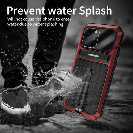 Armor Shockproof Splash-proof Dust-proof Phone Case with Holder For iPhone 13 Pro(Red)-garmade.com