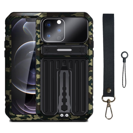 Armor Shockproof Splash-proof Dust-proof Phone Case with Holder For iPhone 13 Pro(Camouflage)-garmade.com