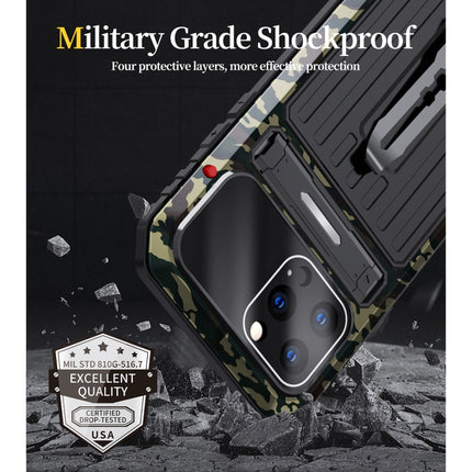 Armor Shockproof Splash-proof Dust-proof Phone Case with Holder For iPhone 13 Pro(Camouflage)-garmade.com