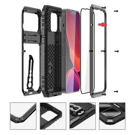 Armor Shockproof Splash-proof Dust-proof Phone Case with Holder For iPhone 13 Pro(Black)-garmade.com