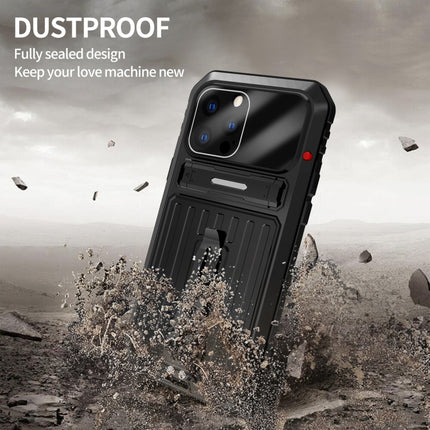 Armor Shockproof Splash-proof Dust-proof Phone Case with Holder For iPhone 13 Pro(Black)-garmade.com