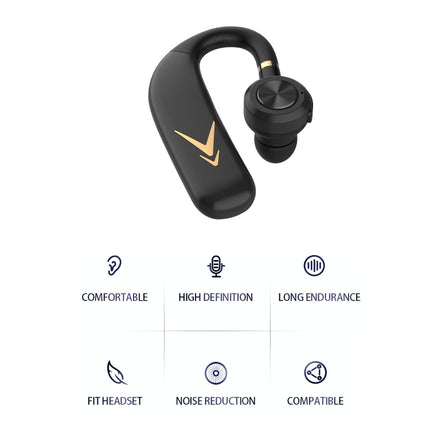 HXSJ J6 TWS Bluetooth 5.0 Single Earhook Noise Cancelling Headphone(Black+Silver)-garmade.com