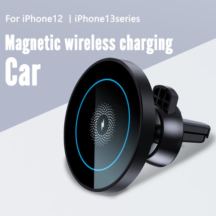 R-JUST CZ04 15W Rotatable Magnetic Car Wireless Charger Phone Holder for iPhone 12 / 13 Series(Black)-garmade.com