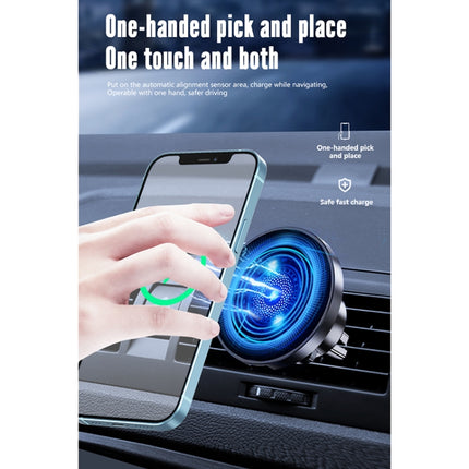 R-JUST CZ04 15W Rotatable Magnetic Car Wireless Charger Phone Holder for iPhone 12 / 13 Series(Black)-garmade.com