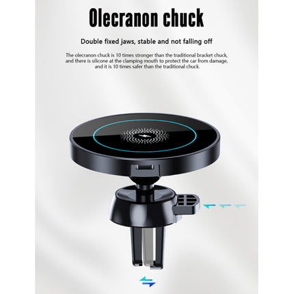 R-JUST CZ04 15W Rotatable Magnetic Car Wireless Charger Phone Holder for iPhone 12 / 13 Series(Black)-garmade.com