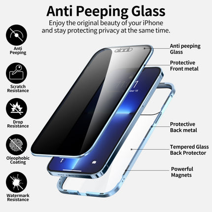 Anti-peeping Magnetic Metal Frame Double-sided Tempered Glass Phone Case For iPhone 13 mini(Gold)-garmade.com