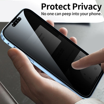 Anti-peeping Magnetic Metal Frame Double-sided Tempered Glass Phone Case For iPhone 13 Pro(Sierra Blue)-garmade.com