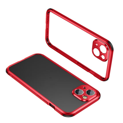 Four Corners Shockproof Metal Frame Phone Case For iPhone 13 mini(Red)-garmade.com