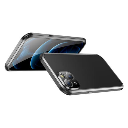 Four Corners Shockproof Metal Frame Phone Case For iPhone 13 mini(White)-garmade.com