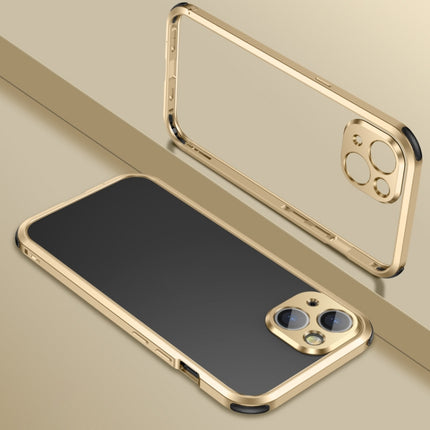 Four Corners Shockproof Metal Frame Phone Case For iPhone 13 Pro(Gold)-garmade.com