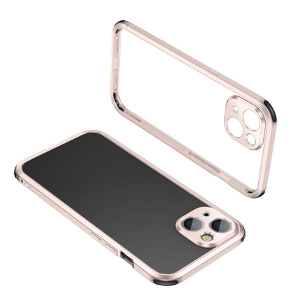 Four Corners Shockproof Metal Frame Phone Case For iPhone 13 Pro(Pink)-garmade.com