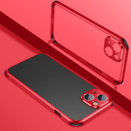 Four Corners Shockproof Metal Frame Phone Case For iPhone 13 Pro(Red)-garmade.com