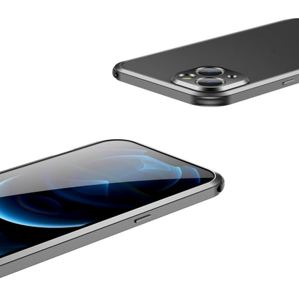 Four Corners Shockproof Metal Frame Phone Case For iPhone 13 Pro(Sierra Blue)-garmade.com