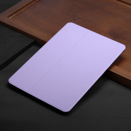 For Samsung Galaxy Tab E 9.6 T560/T561/T565/T567V Dual-Folding Horizontal Flip Tablet Leather Case with Holder (Light Purple)-garmade.com