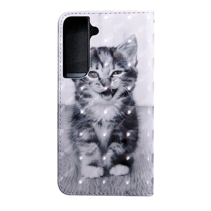 For Samaung Galaxy S22 5G 3D Painted Pattern Horizontal Flip Leather Phone Case with Holder & Lanyard(Smile Cat)-garmade.com