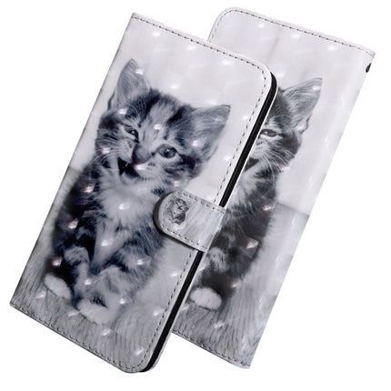 For Samaung Galaxy S22 5G 3D Painted Pattern Horizontal Flip Leather Phone Case with Holder & Lanyard(Smile Cat)-garmade.com