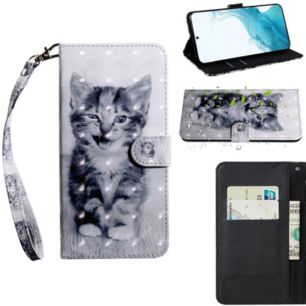 For Samaung Galaxy S22 5G 3D Painted Pattern Horizontal Flip Leather Phone Case with Holder & Lanyard(Smile Cat)-garmade.com