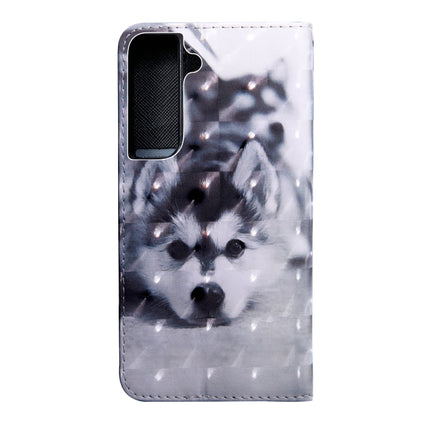 For Samaung Galaxy S22+ 5G 3D Painted Pattern Horizontal Flip Leather Phone Case with Holder & Lanyard(Husky)-garmade.com