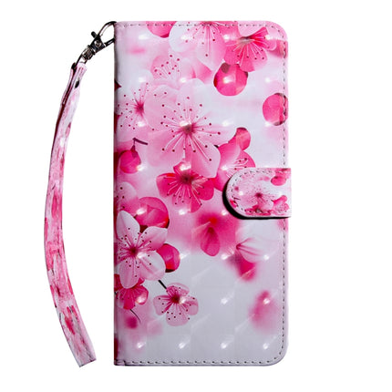 For Samaung Galaxy S22+ 5G 3D Painted Pattern Horizontal Flip Leather Phone Case with Holder & Lanyard(Red Flower)-garmade.com
