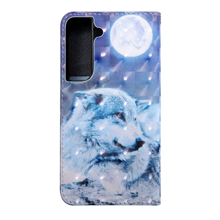 For Samaung Galaxy S22+ 5G 3D Painted Pattern Horizontal Flip Leather Phone Case with Holder & Lanyard(Moon Wolf)-garmade.com