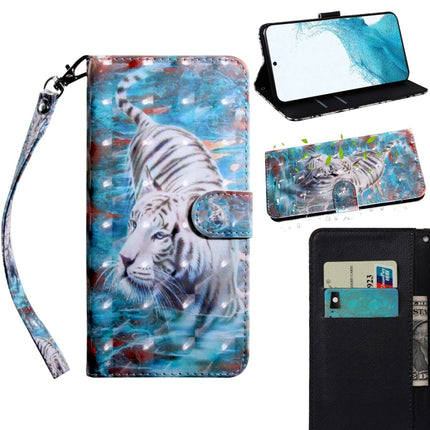 For Samaung Galaxy S22+ 5G 3D Painted Pattern Horizontal Flip Leather Phone Case with Holder & Lanyard(Tiger)-garmade.com