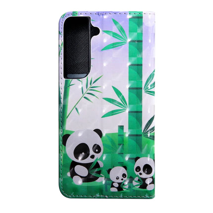 For Samaung Galaxy S22+ 5G 3D Painted Pattern Horizontal Flip Leather Phone Case with Holder & Lanyard(Bamboo Panda)-garmade.com