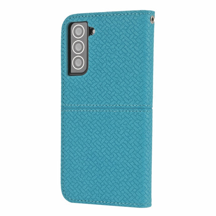 For Samaung Galaxy S22+ 5G Woven Texture Stitching Magnetic Horizontal Flip PU Leather Phone Case(Blue)-garmade.com