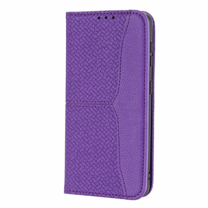 For Samaung Galaxy S22+ 5G Woven Texture Stitching Magnetic Horizontal Flip PU Leather Phone Case(Purple)-garmade.com