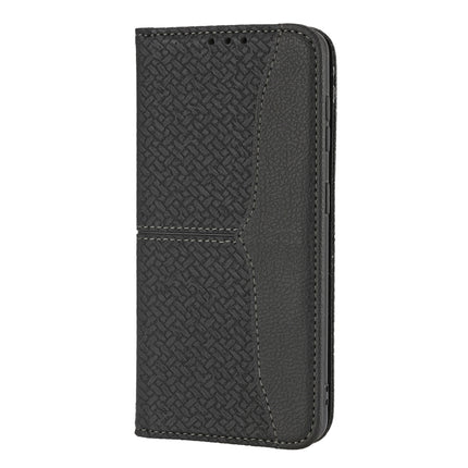 For Samaung Galaxy S22+ 5G Woven Texture Stitching Magnetic Horizontal Flip PU Leather Phone Case(Black)-garmade.com