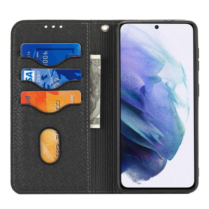 For Samaung Galaxy S22+ 5G Woven Texture Stitching Magnetic Horizontal Flip PU Leather Phone Case(Black)-garmade.com