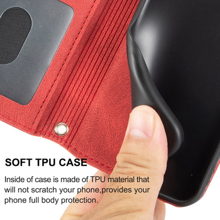 For Samaung Galaxy S22+ 5G Embossed Striped Magnetic Buckle PU + TPU Horizontal Flip Phone Leather Case(Red)-garmade.com