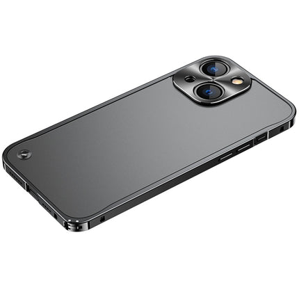 Metal Frame Frosted PC Shockproof Phone Case For iPhone 13 mini(Black)-garmade.com
