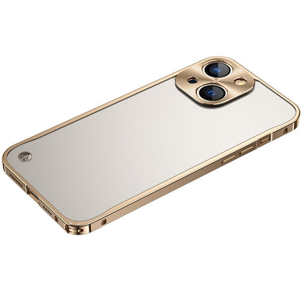 Metal Frame Frosted PC Shockproof Phone Case For iPhone 13 mini(Gold)-garmade.com