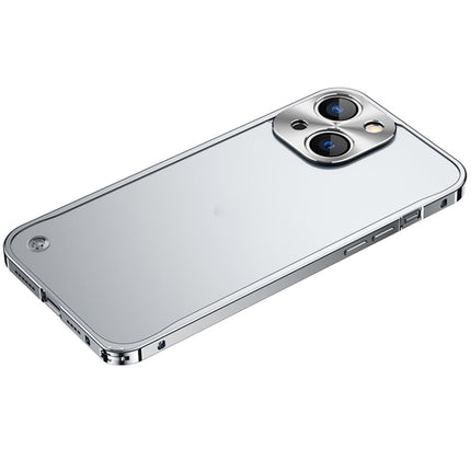 Metal Frame Frosted PC Shockproof Phone Case For iPhone 13(Silver)-garmade.com