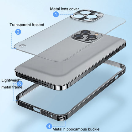 Metal Frame Frosted PC Shockproof Phone Case For iPhone 13(Silver)-garmade.com