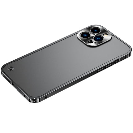 Metal Frame Frosted PC Shockproof Phone Case For iPhone 13 Pro(Black)-garmade.com