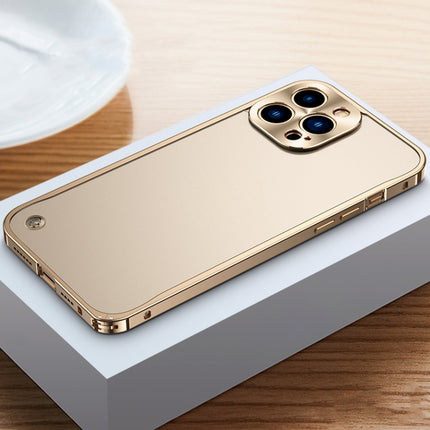 Metal Frame Frosted PC Shockproof Phone Case For iPhone 13 Pro(Gold)-garmade.com