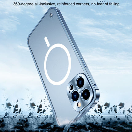 Metal Frame Frosted PC Shockproof Magsafe Case For iPhone 13(Ocean Blue)-garmade.com