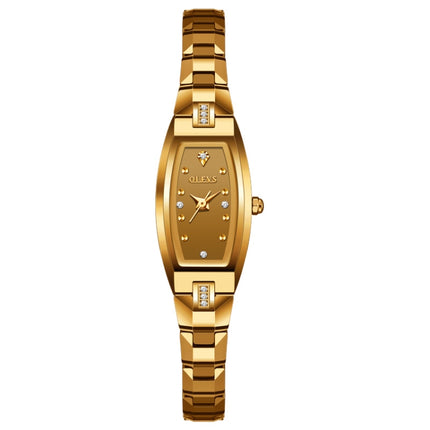 OLEVS 5501 Diamond Small Dial Tungsten Steel Bracelet Quartz Watch for Ladies(Gold)-garmade.com