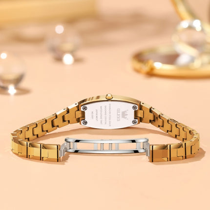 OLEVS 5501 Diamond Small Dial Tungsten Steel Bracelet Quartz Watch for Ladies(Rose Gold)-garmade.com