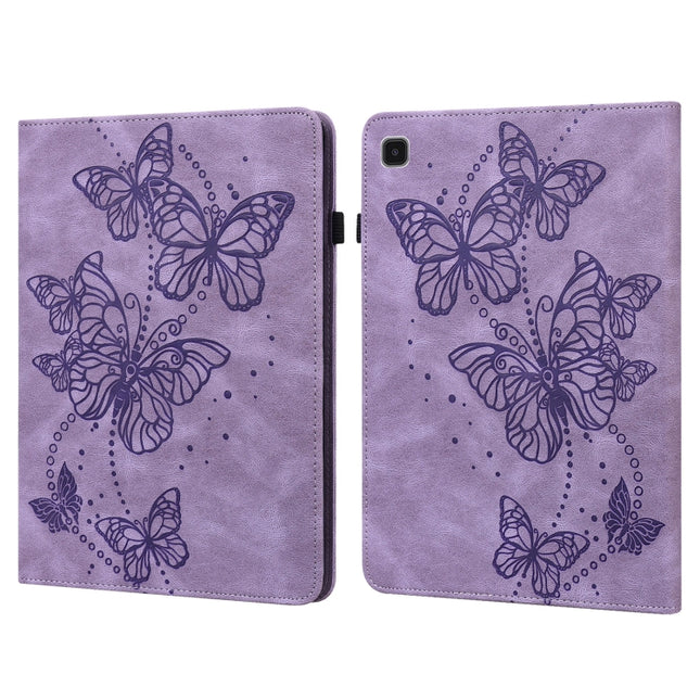 For Samsung Galaxy Tab A7 Lite T220/T225 Embossed Butterfly Pattern Horizontal Flip Leather Tablet Case(Purple)-garmade.com